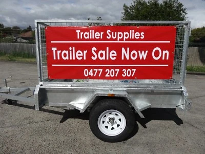 7x5 Galvanised Trailer Heavy Duty with 600mm cage TIPPER 14" wheels  - image 1 of 4