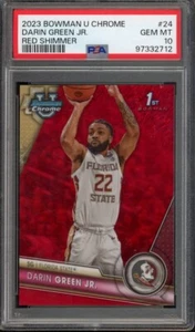 2023 Bowman University Chrome Darin Green JR #24 1st Red Shimmer /5 PSA 10 FSU - Bild 1 von 2