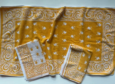 3 TOALLAS DE MANO VINTAGE Retro *MARTEX Baño Reversibles AMARILLO BLANCO ¡Limpias! Foto 1 de 4