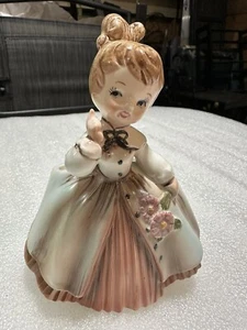 Vintage INARCO 1963 Porcelain Figurine Girl Petticoat Bouquet CLEVE OHIO E-1032 - Picture 1 of 9