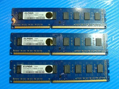 Dell Alienware Aurora Elpida 2GB x3 Memory RAM DIMM PC3-10600U EBJ21UE8BDF0-DJ-F - Image 1 of 3