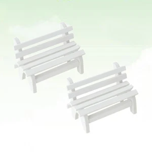 2 PCS Miniature Furniture Garden Wooden Bench Figurine Bench - Picture 1 of 11