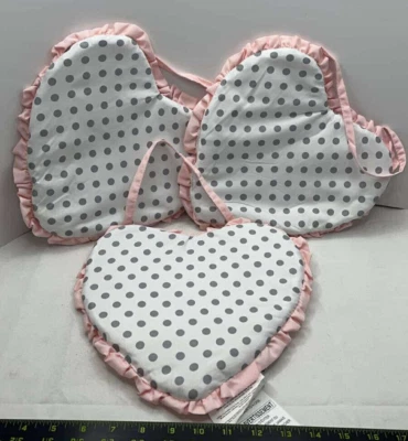 Sweet Jojo Designs Blanco Gris Rosa Tela Lunares Corazones Juego para Colgar en la Pared/Lote 3 Foto 1 de 4