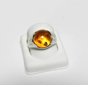 Honey Genuine BALTIC AMBER Cabochon Sterling Silver Handmade Ring NIB # AR48 - Bild 1 von 4