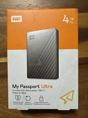 WD 4TB My Passport Ultra Portable USB-C Windows + Mac HDD-WDBFTM0040BSL-WESN - Image 1 of 4