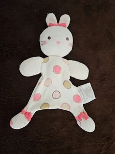 First Impressions Bunny Baby Lovey Plush Pink Brown Circles Dots Flat Security - Picture 1 of 6