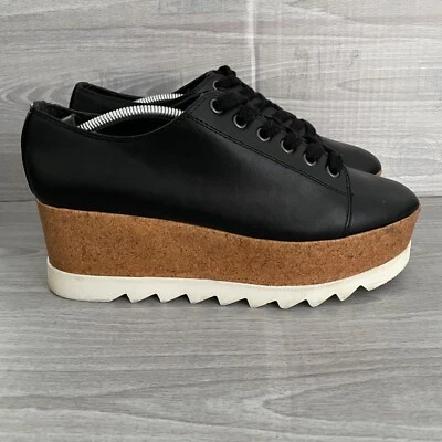 Mossimo Platform Shoes Womens 8.5 Black Faux Leather Cork Goth Oxfords Boho - Image 1 of 4