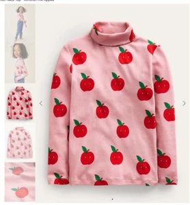 EUC Mini Boden kids turtleneck sweater pink apples 7-8 roll neck tshirt - Picture 1 of 8