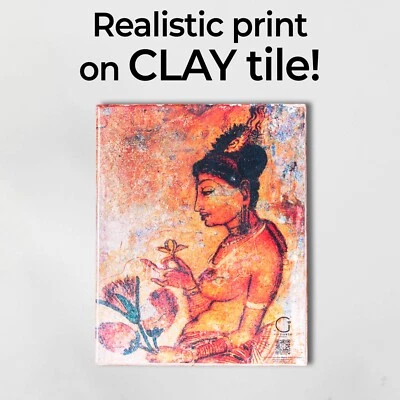 Azulejo de cuadro de arte de pared - Decoración del hogar de arcilla hecha a mano, placa coleccionable mural asiático Foto 1 de 4