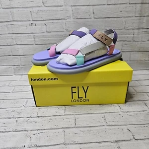 Fly London Women's T-Strap Sandals OLIE072FLY UK 7 Multicolour Violet - Picture 1 of 9