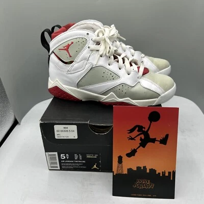 Nike Air Jordan 7 Retro Talla 5.5Y BG Liebres Blanco Rojo Verdadero Plata 304774 125 Caja Foto 1 de 4