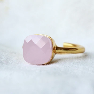 Ring Chalzedon vergoldet Sterlingsilber romantisch Geschenkidee Frau Mutter - Bild 1 von 4