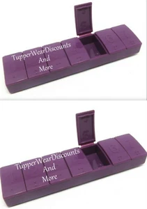 TWO Tupperware 7-Day Pill Vitamin Advil Keepers Dark Purple Includes Braille New - Picture 1 of 3
