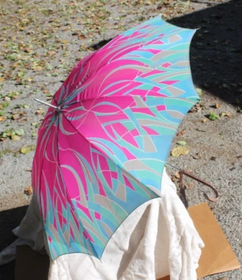 Vintage Mid Century 1950's / 60's Colorful Umbrella Parasol - Image 1 of 4