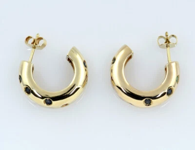 Creolen Saphir Rubin Smaragd 333/000 8 K Gelbgold Ohrring - Bild 1 von 4