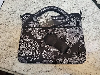 ie Funda para portátil de 14,1" con correa para el hombro en cachemira negra/blanca para mujer Foto 1 de 4