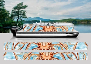 WRAPPING PONTOON REPLACEMENT GRAPHICS KIT DECAL STICKERS BOATS OCTOPUS SQUID - Picture 1 of 1