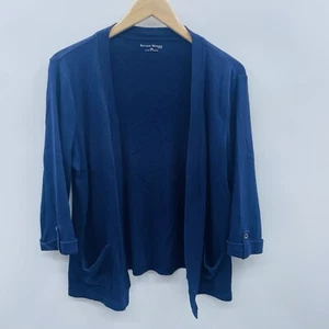 Studio Works Petite Womens PM Medium Open Front Cardigan Knit Top in Blue 257 - Picture 1 of 5