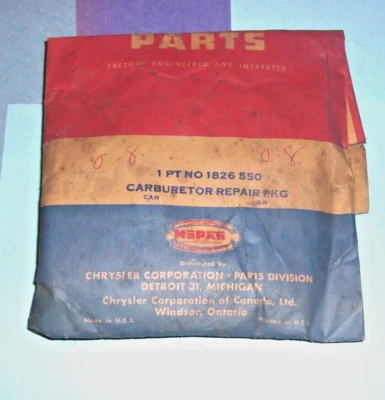 1968-69,70? Ремонт карбюратора Chrysler/Dodge/Plymouth 383 2-BBL PKG NOS #1826550 - Изображение 1 из 3