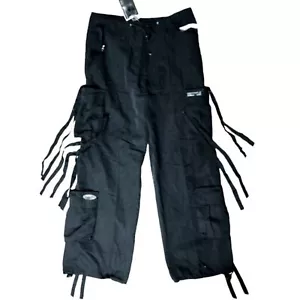 Foxy Sportswear NWT Womens Black Baggy Cargo Parachute Streetwear Hiphop Pants L - Picture 1 of 16