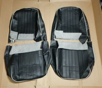 Nuevas fundas de asiento delanteras tapizado de asiento MG Midget 1970-79 negras con adornos blancos Foto 1 de 2