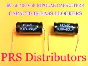 80 uF 100 Voltios CONDENSADOR BIPOLAR BLOQUEADOR DE GRAVES ALTAVOZ TWEETER CROSSOVER 1 Par - Imagen 1 de 2