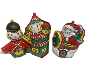 Vintage Weihnachten Kunststoff Ornamente Leere Süßigkeiten Behälter 3er Set - Bild 1 von 2