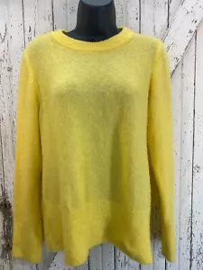 H&M Womens Crewneck Sweater Alpaca Wool Blend Yellow Boxy Pullover M - Picture 1 of 9