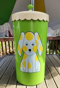 1960's Cosco Plastic Clothes Hamper  & Lid Kitschy Puppy Child/Nursery Room Vtg - Picture 1 of 15