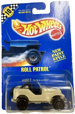 Hot Wheels Roll Patrol Jeep Preowned Release 1990 Tan In Protector BLUE CARD - Image 1 of 4