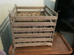 De colección OWOSSO MFG. CO. Humpty Dumpty Granja Madera Huevo Caja Portador Michigan - Imagen 1 de 5