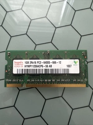 HYMP112S64CP6-S6  HYNIX LAPTOP MEMORY 1GB 2RX16 PC2-6400S-666-12 (CA63) - Image 1 of 2