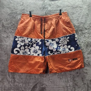 Diesel Men’s Orange & Navy Floral-Panel Swim Trunks Boardshorts – Size F - Picture 1 of 10