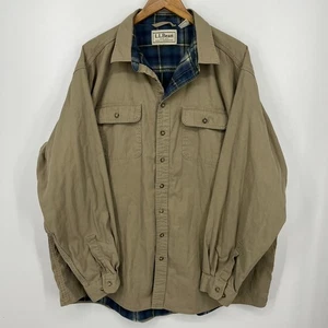 L.L. Bean Flannel Lined Overcoat Men's Size 2XLT Tall Beige Vtg 90s Long Length - Picture 1 of 9