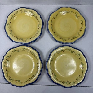 Set of 4 VTG 9" PFALTZGRAFF "Secrets of Pistoulet" Yellow W/Scalloped Blue Rim - Picture 1 of 12