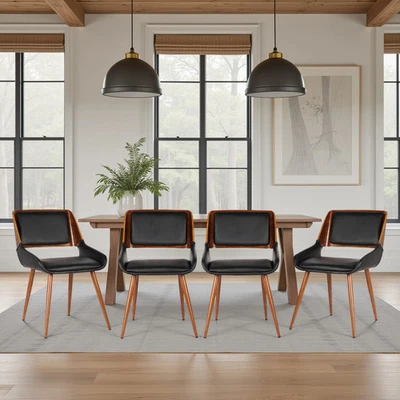 Mid-Century Modern Walnut Wood Upholstered Dining Chair - Image 1 of 4