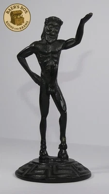 Satyr / Pan Figur, griechisch-römisch, Metallguss, 12 cm, Sockel, dunkle Patina - Bild 1 von 4