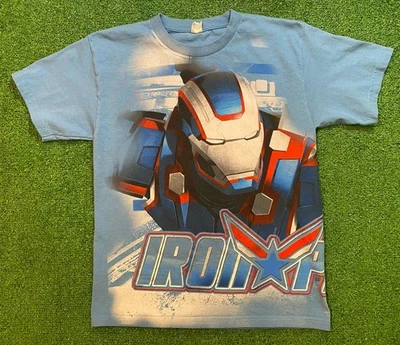 Iron Man T Shirt Tee Youth Medium Double Sided AOP Superhero Blue Boys Kids - Image 1 of 4