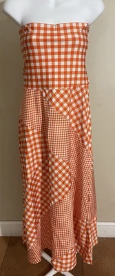 Betsey Johnson Swim Womens Checkered A-Line Swim Dress Orange Size L - Image 1 of 4