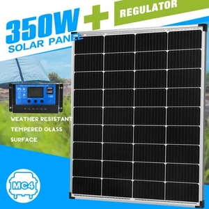 350W Solar Panel 12V 350 Watt & 10A Regulator Mono Caravan Camping Power Charge - Picture 1 of 12