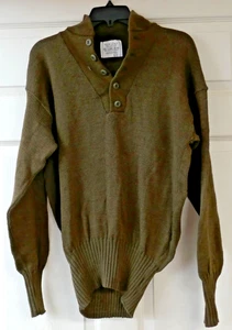 Vintage US Military Man's Sweater 100% Wool OD Green Knit Button Sweater XL - Picture 1 of 10