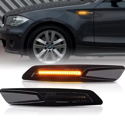 For BMW 5-series E60 E61 525i 528i 530i Smoke Amber LED Turn Side Marker Lights - Image 1 of 4