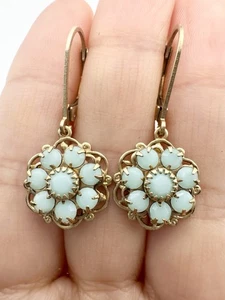 Pendientes vintage de palanca floral en tono dorado  - Imagen 1 de 5