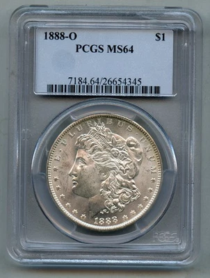 Dólar de plata O Morgan 1888 graduación profesional MS 64 Foto 1 de 4