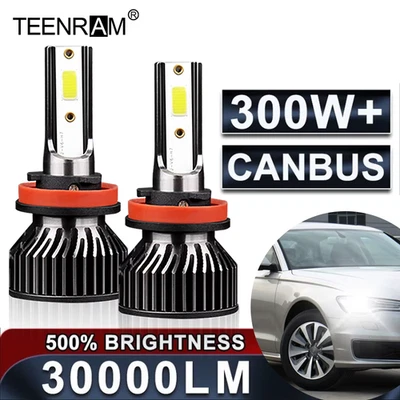 300W Canbus LED Headlight Bulbs 30000LM H1 H4 H7 H11 9005 HB3 9006 HB4 Turbo Aut - Image 1 of 4