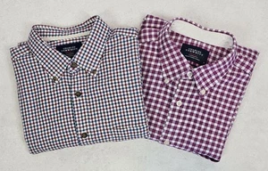 Lot 2 Charles Tyrwhitt Weekend Slim Button Down Shirts Medium Blue Purple Check - Picture 1 of 17