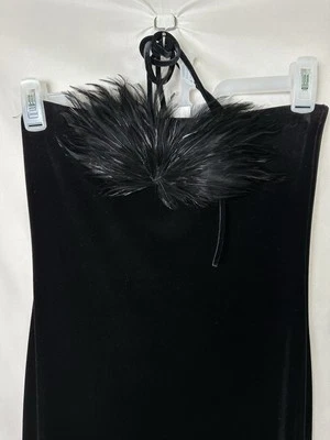 Vestido De Colección Años 90 Negro Wicca Capricho Bruja Elastizado Terciopelo Sin Mangas Pluma Mujeres M Foto 1 de 4