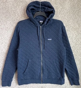 Patagonia Mens Medium Blue Quilted Full Zip Hoodie Jacket Organic Cotton 25375 - Picture 1 of 13