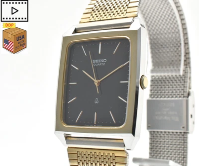 Vintage 1980 [NEAR MINT] SEIKO 5931-5280 Black Gold Men's Quartz Watch JAPAN - image 1 of 4