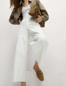 Jeans donna Marks & Spencer bianco cotone gamba ritagliata 18 corti - M&S - Foto 1 di 13